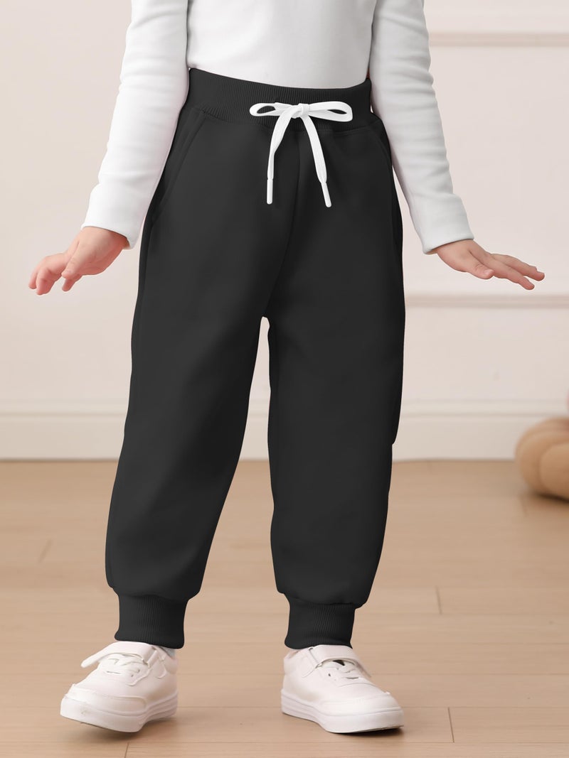 Resinta 3 Pack Toddler Girls' Fleece Pants Baby Casual Pull On Active Sweatpants Warm Joggers with Pockets Drawstring - Image 4