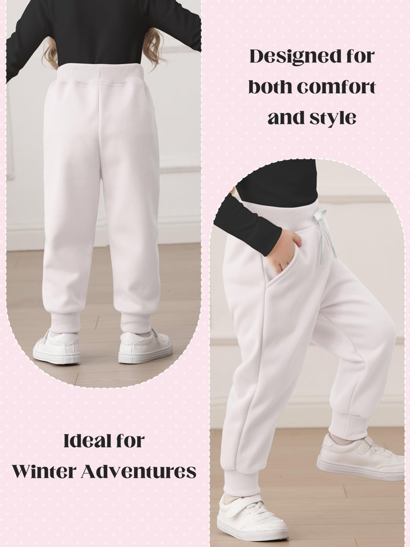 Resinta 3 Pack Toddler Girls' Fleece Pants Baby Casual Pull On Active Sweatpants Warm Joggers with Pockets Drawstring - Image 5