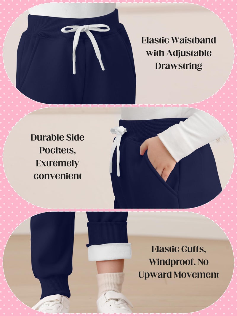 Resinta 3 Pack Toddler Girls' Fleece Pants Baby Casual Pull On Active Sweatpants Warm Joggers with Pockets Drawstring - Image 3