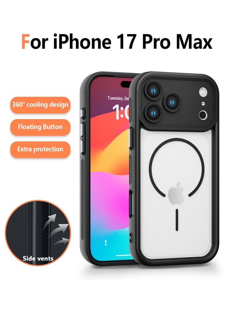 CAYGA iPhone 17 Pro Max Magnetic Case, [Upgraded] 360° Airflow Cooling System with Side Heat Dissipation Vents, Premium Floating Action Button, Military-Grade Drop Protection with Camera Protection, Anti-Fingerprint Matte Back - 6.9 inch - Image 1