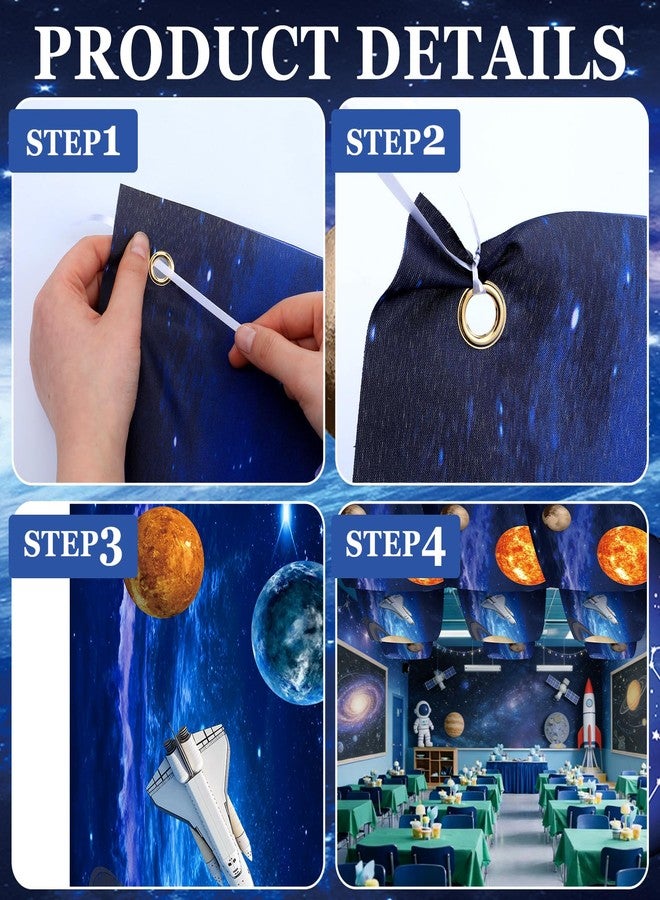 Feifeiya 3 Pcs Solar System Party Decorations 24 Inch x 12 ft Vbs 2026 Decoration Outer Space Theme Ceiling Decor for Space Summer Vocation Church Sunday School Classroom Birthday Party Decor Supplies - Image 3
