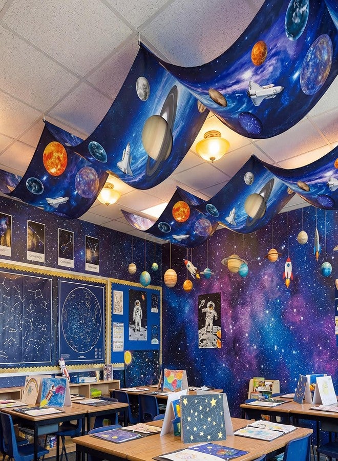 Feifeiya 3 Pcs Solar System Party Decorations 24 Inch x 12 ft Vbs 2026 Decoration Outer Space Theme Ceiling Decor for Space Summer Vocation Church Sunday School Classroom Birthday Party Decor Supplies - Image 4