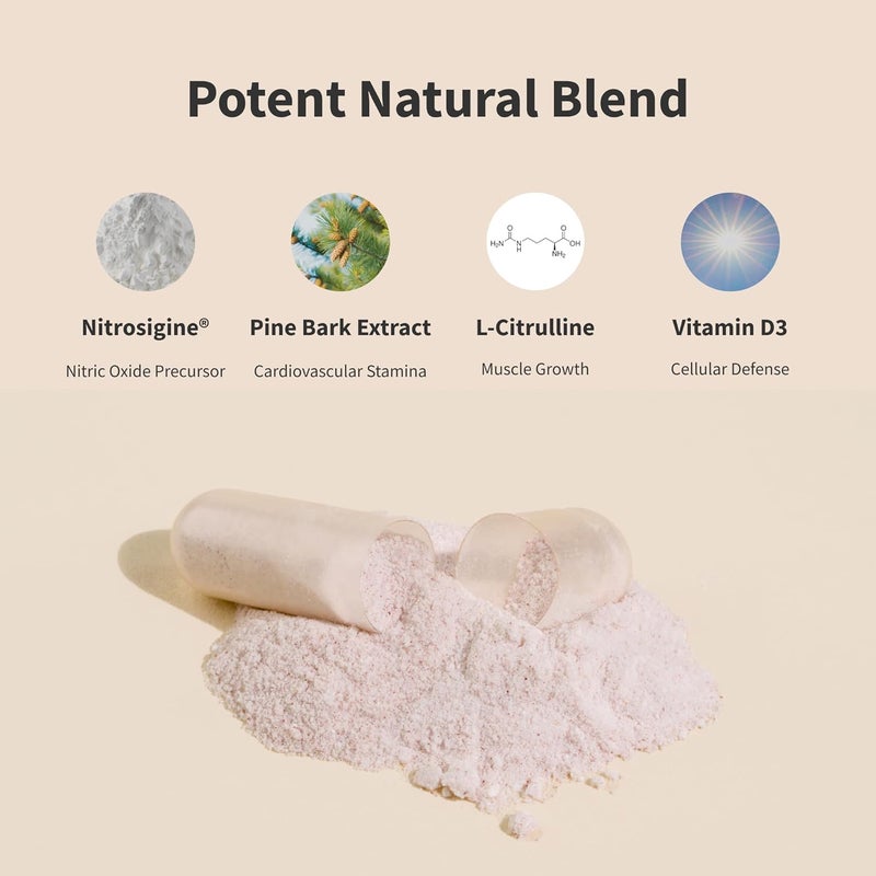 SNAP SUPPLEMENTS Snap L Arginine Capsules  Blood Circulation Supplements with Nitrosigine  L Citrulline for Natural Energy Increase Blood Flow  Muscle Growth Herbs for Cardio Health 60 Capsules - Image 3