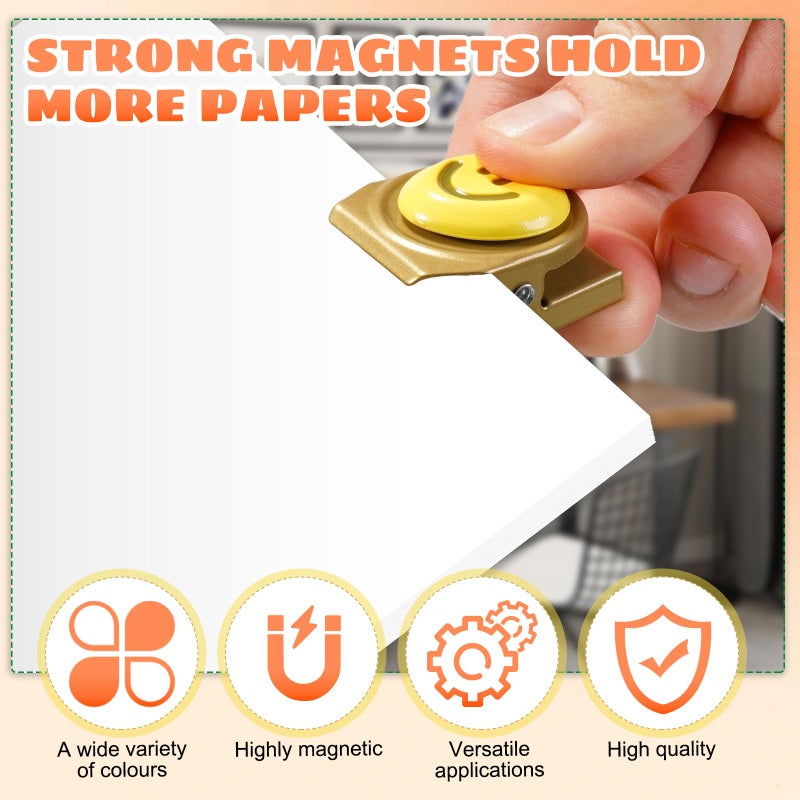 Eunoir 8Pcs Colorful Magnetic Clips â€“ Palette Happy Face Fridge Magnets Set for Artwork Display, Whiteboard, Locker & Family Organization - Image 3