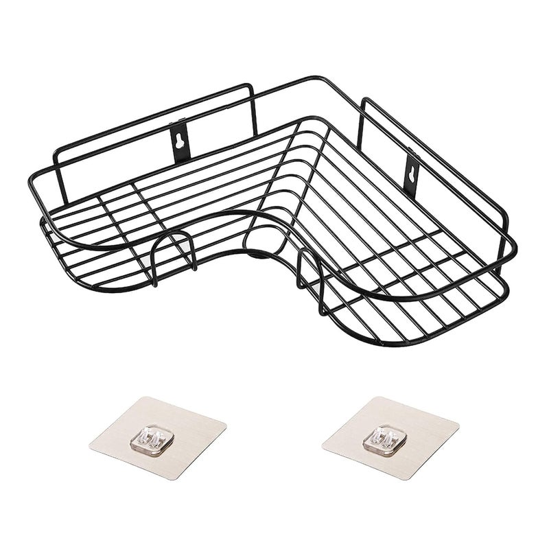 FERIO Bathroom Corner Shelf | Kitchen Organizer | Kitchen Shelf | Self Adhesive Bathroom Shelf for Home and Kitchen (Black) (Pack of 1, Black) - Image 2