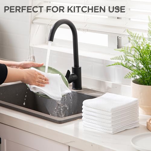 joybest Cotton Kitchen Dish Cloths, 8-Pack Waffle Weave Ultra Soft Absorbent Dish Towels Washcloths Quick Drying Dish Rags, 12x12 Inches, White - Image 5