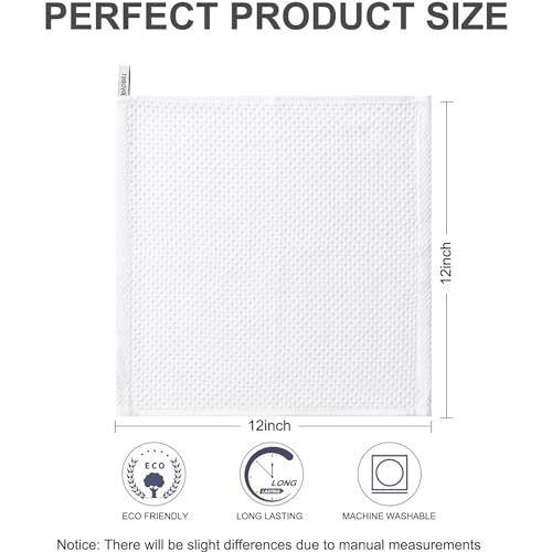 joybest Cotton Kitchen Dish Cloths, 8-Pack Waffle Weave Ultra Soft Absorbent Dish Towels Washcloths Quick Drying Dish Rags, 12x12 Inches, White - Image 3