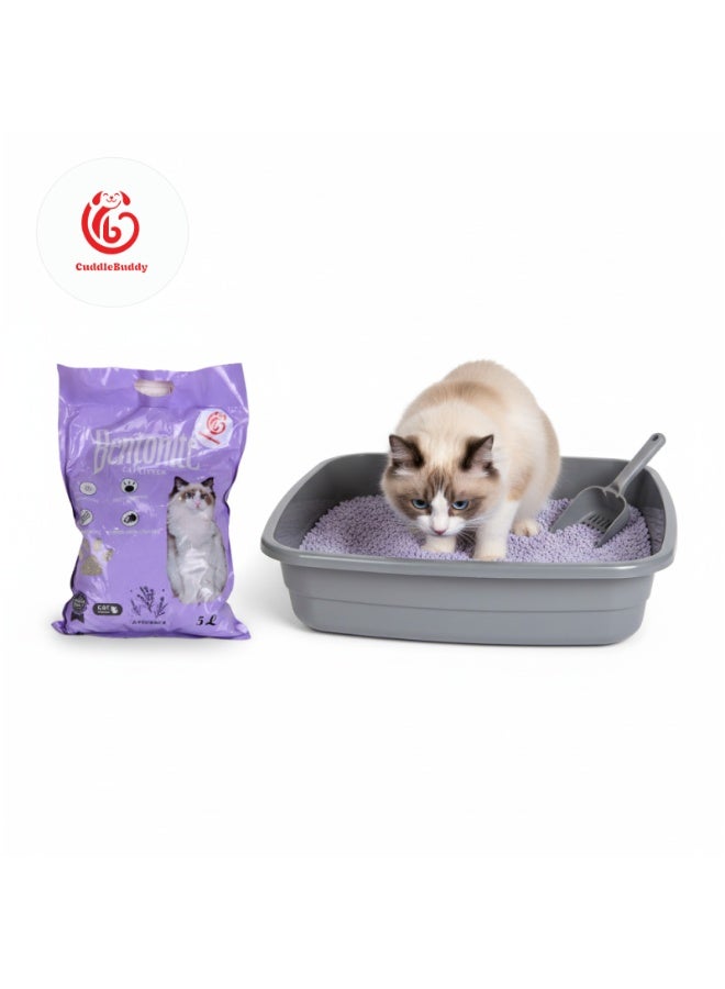 CuddleBuddy Bentonite Clumping Cat Litter, Lavender Scent, Low Dust Odor Control, Fast Absorbing Clay, Track‑Reducing, 5 L (4 kg) Bag for Cats - Image 4