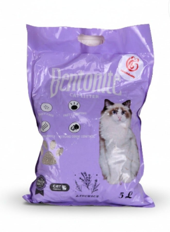 CuddleBuddy Bentonite Clumping Cat Litter, Lavender Scent, Low Dust Odor Control, Fast Absorbing Clay, Track‑Reducing, 5 L (4 kg) Bag for Cats - Image 1