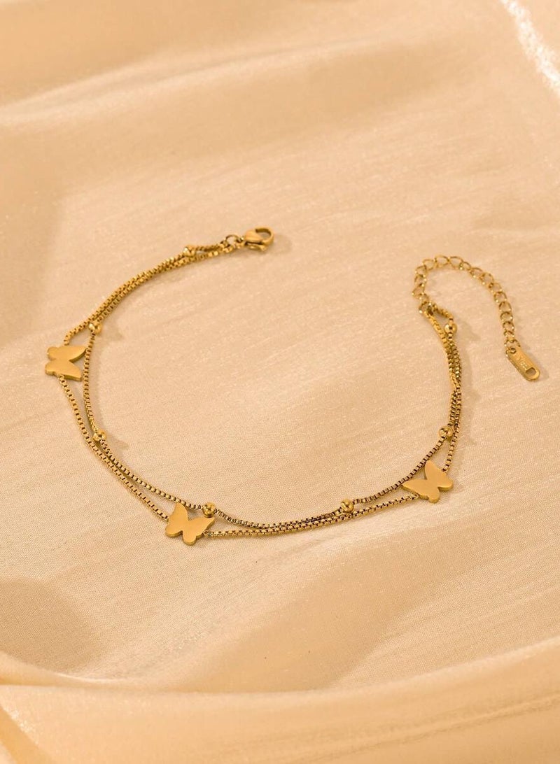 جوليري بالاس خلخال نسائي من الاستانلس ستيل مطلي باللون الذهبي عيار ١٨ - Image 3