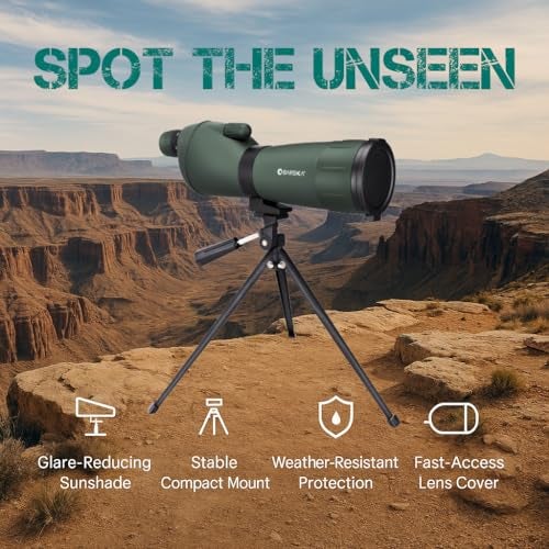 BARSKA 20-60x60mm Colorado Zoom Straight Spotting Scope Waterproof with Flip-Down Lens for Target Shooting Range Hunting Birding - Image 5