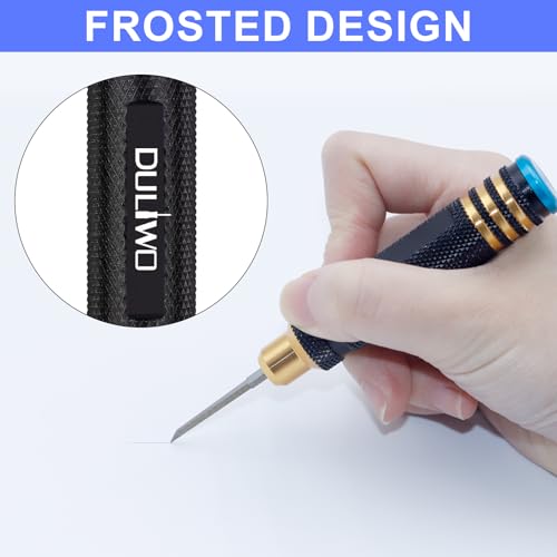 DULIWO Prime Model Scriber Gundam Resin Carved Scribe Line Hobby Cutting Tool Chisel, Model Chisel with 7 Blades (0.1/0.2/0.4/0.6/0.8/1.0/2.0mm) for Carving Cutting, Panel line, Scale Model(Black) - Image 5