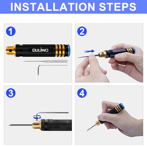 DULIWO Prime Model Scriber Gundam Resin Carved Scribe Line Hobby Cutting Tool Chisel, Model Chisel with 7 Blades (0.1/0.2/0.4/0.6/0.8/1.0/2.0mm) for Carving Cutting, Panel line, Scale Model(Black) - Image 4