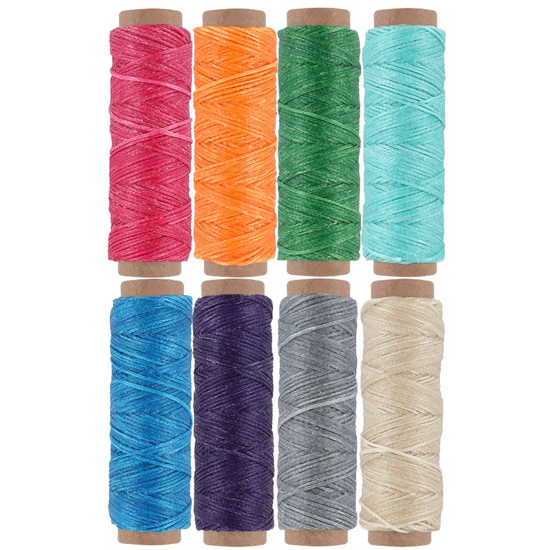 JANYUN JANYUN 264 Yards 150D Leather Sewing Waxed Thread Cord for Leather Craft DIY 1mm Diameter 8 Colors Sewing Thread CordEach of 33 Yards Color B