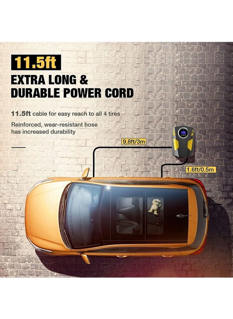 Captaintech Digital Car Tyre Inflator Air Compressor with Auto Stop and LED Light 12V Fast Portable Air Pump for Car Bicycle Motorcycle Ball Air Mattress - Image 3