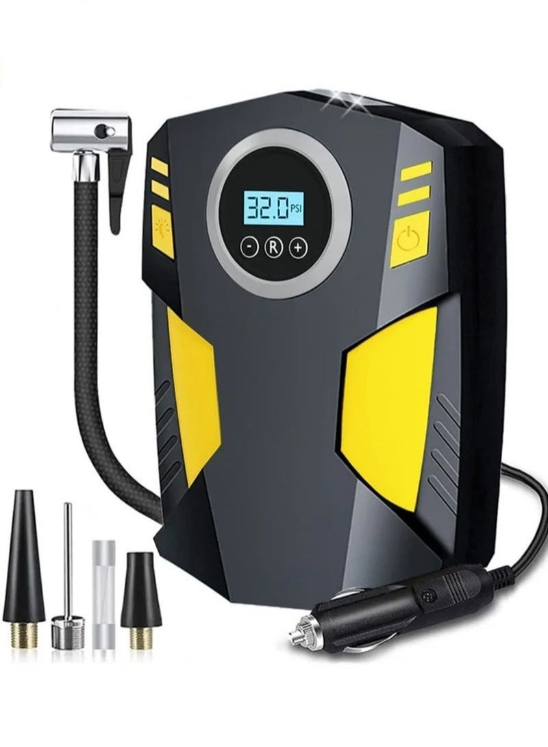 Captaintech Digital Car Tyre Inflator Air Compressor with Auto Stop and LED Light 12V Fast Portable Air Pump for Car Bicycle Motorcycle Ball Air Mattress - Image 1
