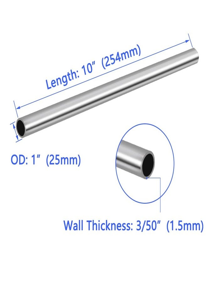 Tynulox 1" OD 304 Stainless Steel Tube, Thickened Pipe Wall & Weldable Tubing, Round Metal Pipe Industrial Straight Tube 12 inch Length (2 Pcs) - Image 2