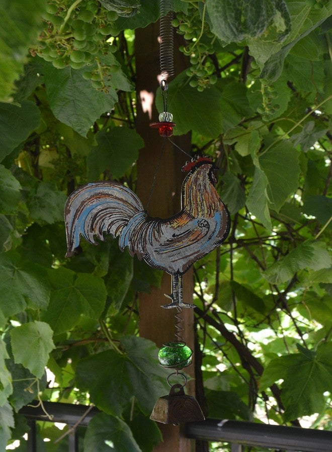 صن سيت فيستا ديزاينز ديكور حديقة نطاط من تصميمات Sunset Vista مع جرس بقرة صغير، 11 بوصة، ديك معدني مجلفن - Image 2