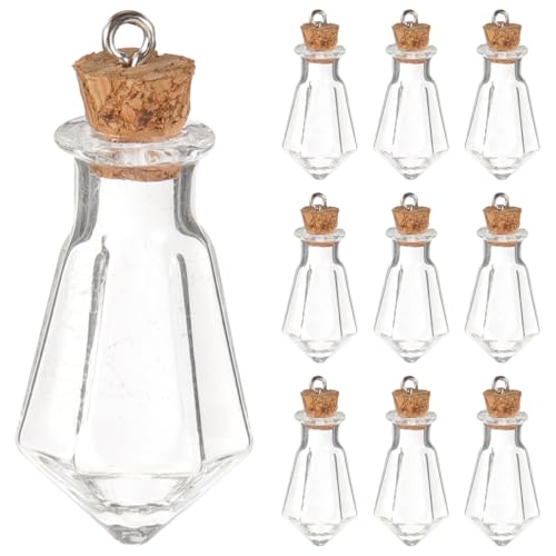 PACKOVE 10Pcs Glass Wishing Bottle Pendant Tiny Bottles Necklace Glass Vial Necklace Empty Bottles Necklaces Bottles Pendant Charms For DIY Crafts Jewelry - Image 1