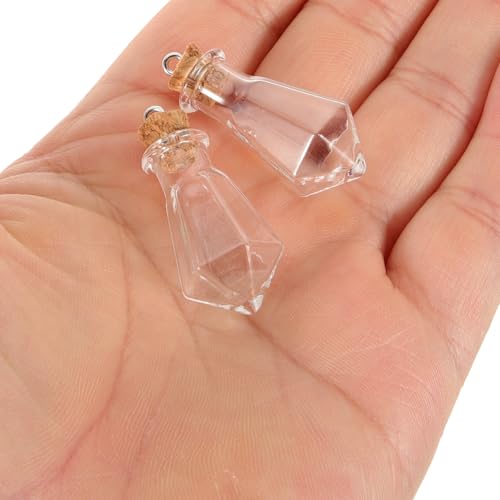PACKOVE 10Pcs Glass Wishing Bottle Pendant Tiny Bottles Necklace Glass Vial Necklace Empty Bottles Necklaces Bottles Pendant Charms For DIY Crafts Jewelry - Image 4