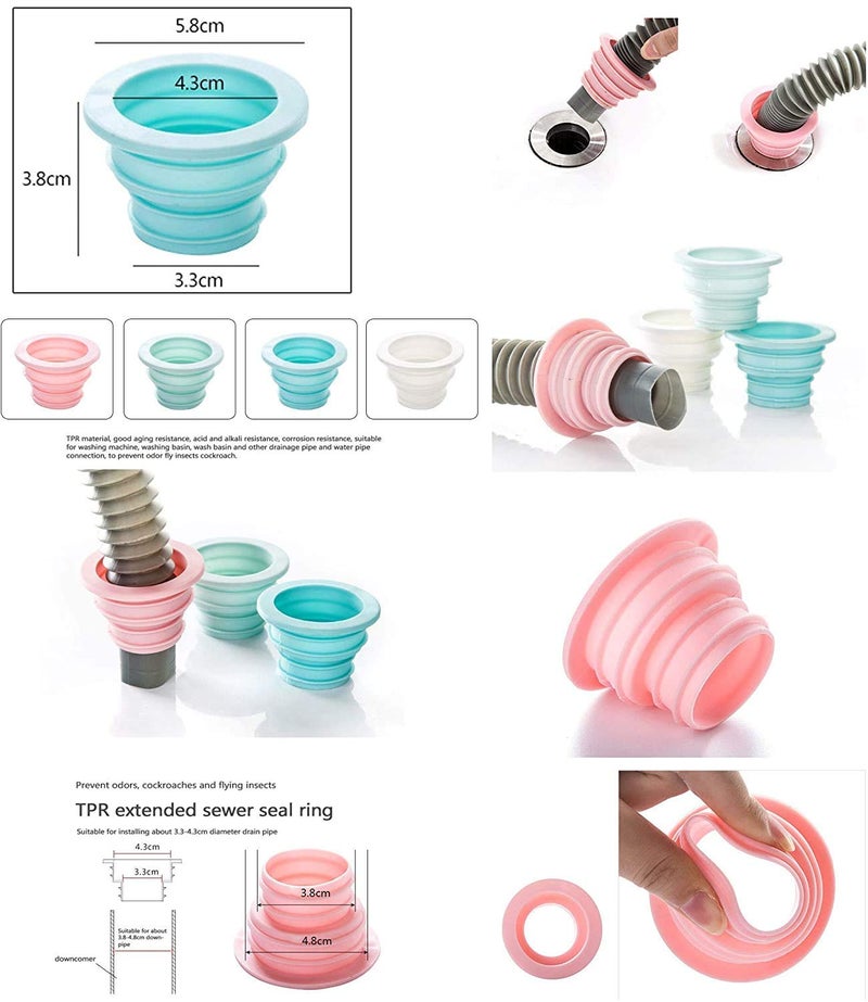 SHIDHMI Silicone Drain Pipe Hose Sealing Plug, Washing Machine Plug Ring Hose Deodorant Sewer Seal Ring Clean Tool for Home Bathroom,Laundry Room,Kitchen,Floor Drain (Pack of 1 Radom Color) - Image 2