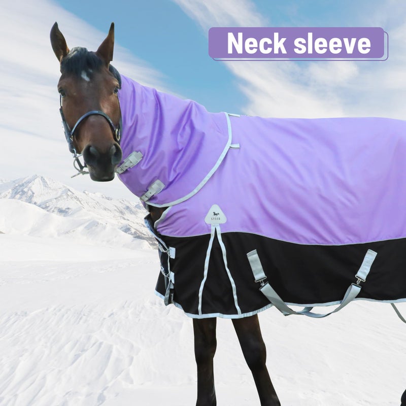 AQINGR Horse Turnout Blankets Horse Blanket Winter Water Resistant,220-Gram Polyester Poly Filling Liner 1200D Premium Turnout Horse Blanke for Winter,Medium Weight Blanket 81 inches,155cm - Image 5
