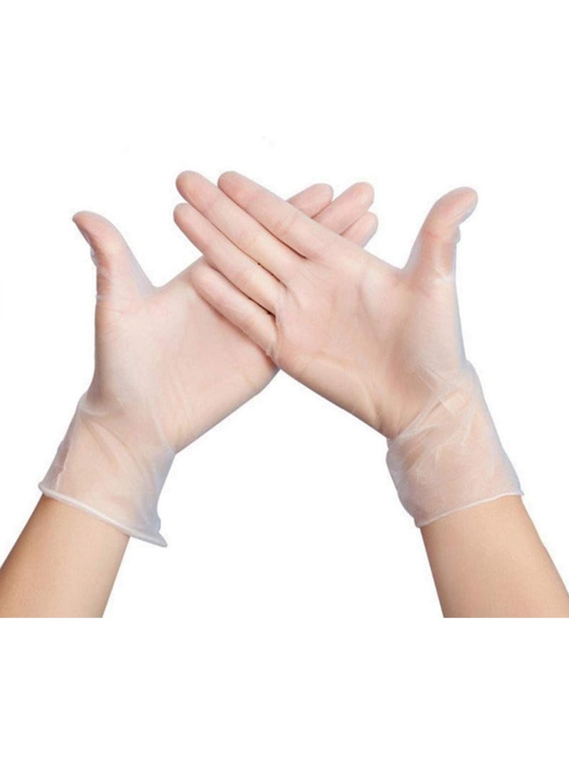 VIUAUAX 100 Pack Transparent Vinyl Disposable Gloves, Non-sterile, Food Safe, Latex Free, Virus Protection, Protective Gloves, Premium Quality for Everyday Use, Large  - Image 1