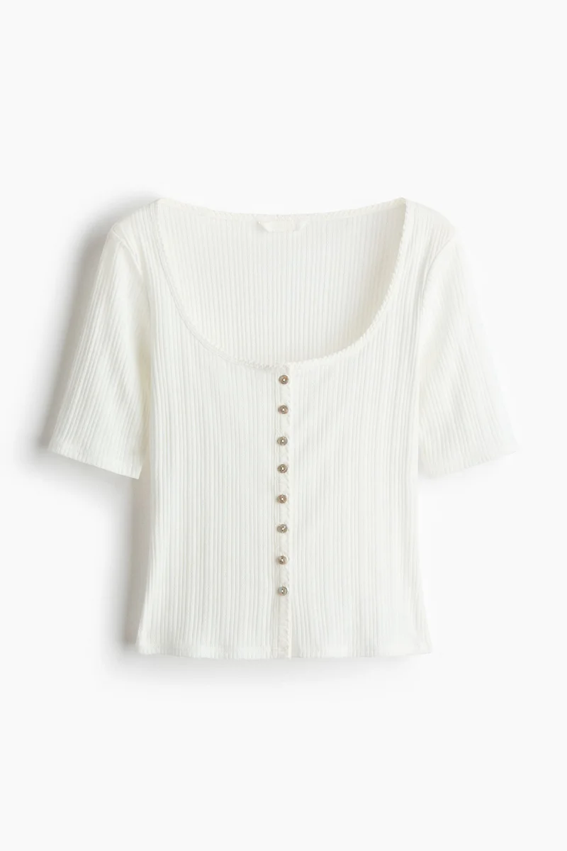 اتش اند ام بلوزة محبوكة بنمط مثقب