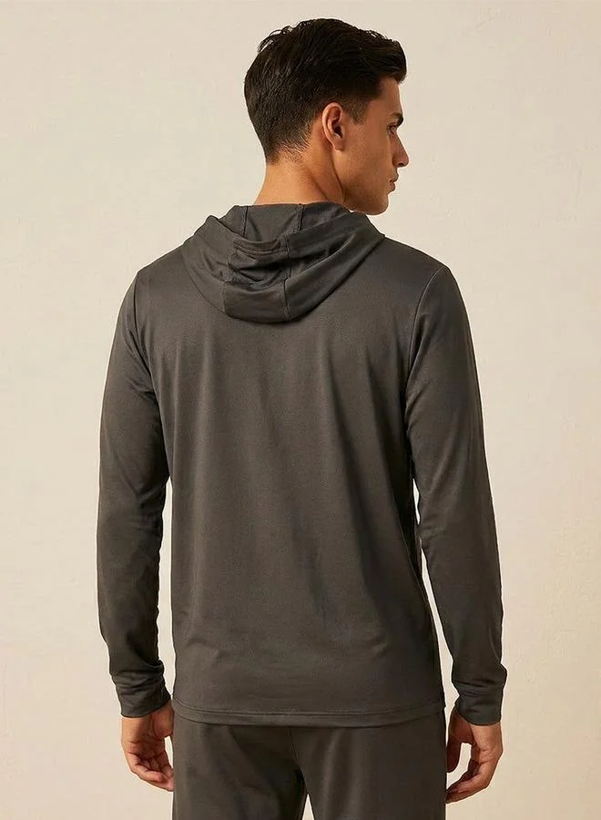Splash Active Grey Soft Touch Long Sleeves Printed Hoodie for Men | Best Price UAE