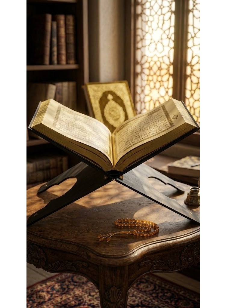 Wooden Quran stand with a traditional Islamic design - comfortable for reading - Image 3