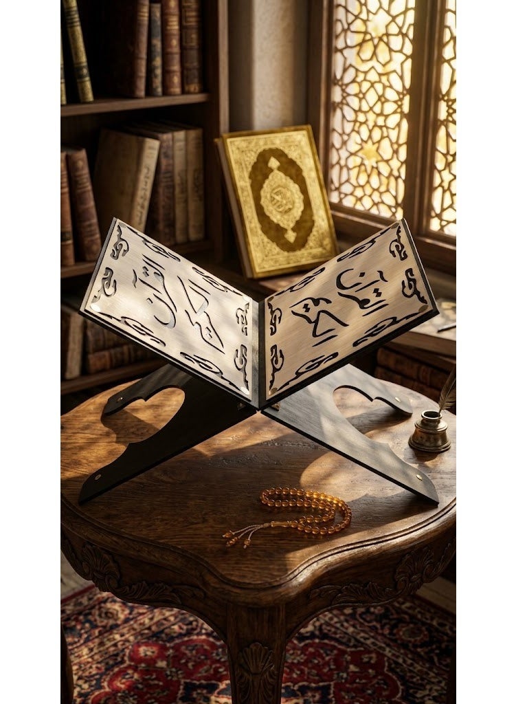 Wooden Quran stand with a traditional Islamic design - comfortable for reading - Image 2