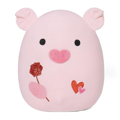 OurHonor Valentines Day Plush 16 Romantic Cow Pig Stuffed Animals with Rose and Love Heart Cute Valentines Anniversary for Him Her Girlfriend Boyfriend Wife Husband Lover - Image 1