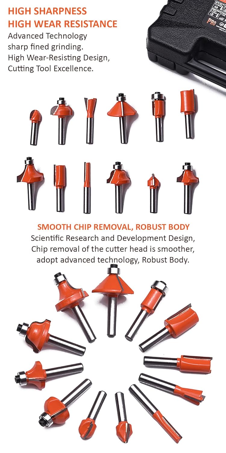 Harden 12Pcs Carbide Router Bits Set for Wood Y8G Fine Tungsten Steel Material Designed For Wood Working Tool 613212 - Image 3