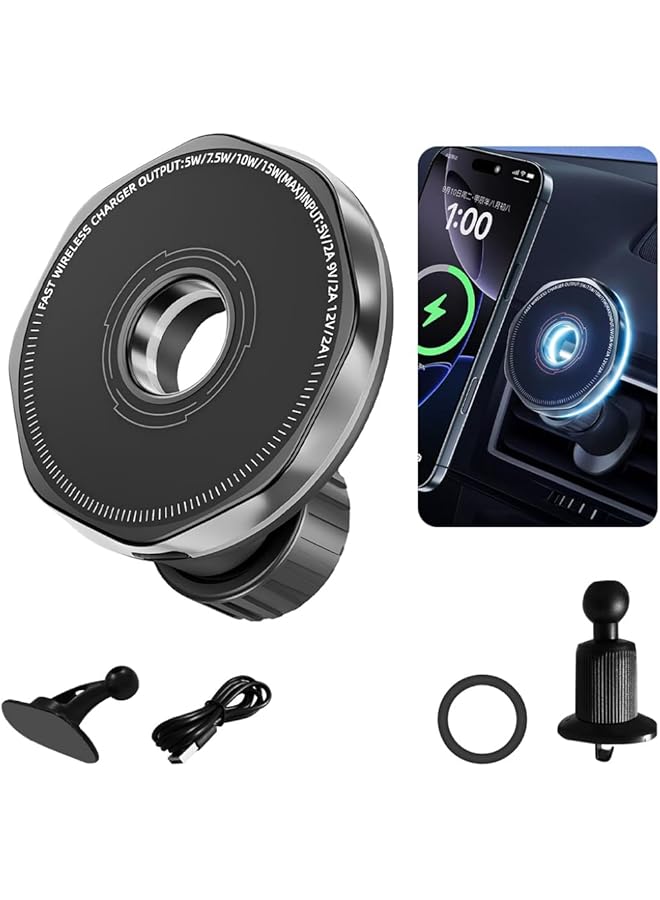 Green Tiger Car Phone Stand, Magnetic 15W Wireless Fast Charging, Compatible with Iphone12-16 Series and Galaxy S20-S24 Ultra | Strong Heat Dissipation Design | Universal Model Magnetic Ring Sticker for Use - Image 1