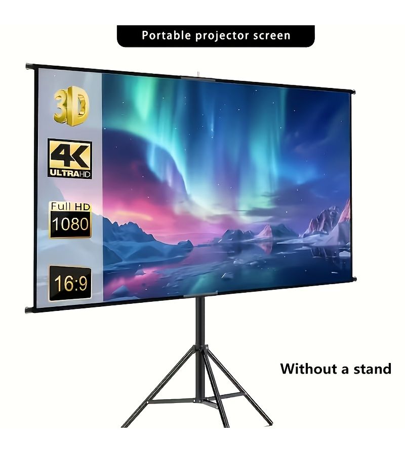 84 Inch 4K Projection Screen Foldable Portable Washable Double Sided Indoor Outdoor - Image 1