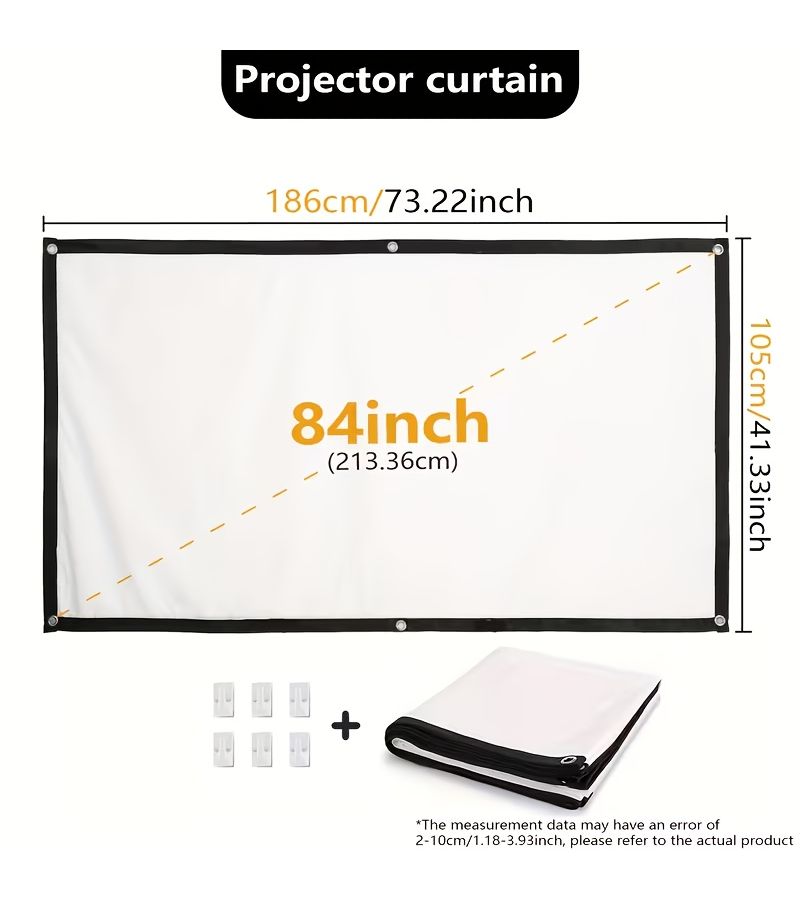 84 Inch 4K Projection Screen Foldable Portable Washable Double Sided Indoor Outdoor - Image 2