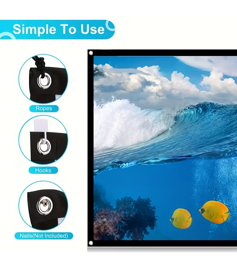 84 Inch 4K Projection Screen Foldable Portable Washable Double Sided Indoor Outdoor - Image 4