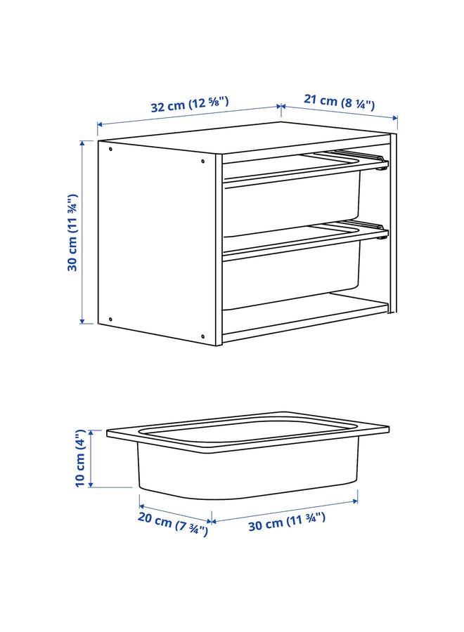 Zaboon Wall Storage, Light White Stained Pine/Grey-Blue, 32X21X30 Cm - Image 5