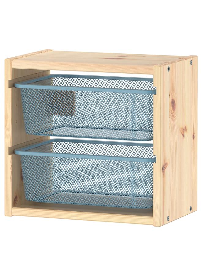 Zaboon Wall Storage, Light White Stained Pine/Grey-Blue, 32X21X30 Cm - Image 1