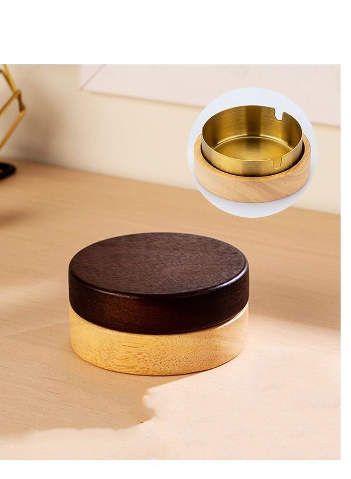 wooden ashtray with golden stainless steel liner decorative ash tray - Image 3