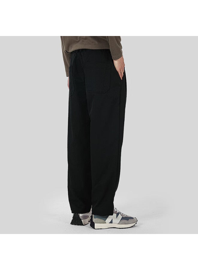 Markless Men's Casual Pants For Autumn And Winter, Easy-care, Draping, Elastic Waist, Solid Color Trousers, Versatile Comfortable Pants 4857 Black Size 33 - Image 2