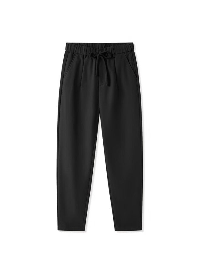 Markless Men's Casual Pants For Autumn And Winter, Easy-care, Draping, Elastic Waist, Solid Color Trousers, Versatile Comfortable Pants 4857 Black Size 33 - Image 3