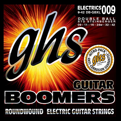 GHS Strings GHS Boomers Double Ball-End Electric Guitar Strings – Extra Light 9-42 (DB-GBXL) – Nickel-Plated Steel Roundwound – Bright, Flexible Tone – Fits Headless Guitars – Made in USA - Image 1