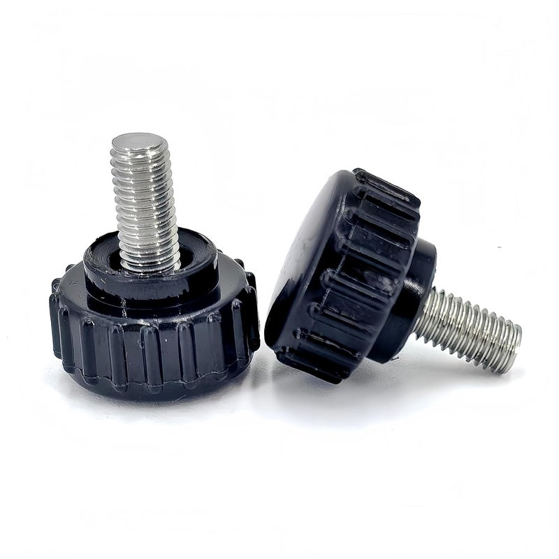 heyday M5x10mm 304 Stainless Steel Threaded Knurled Thumbscrew Screw on Knobs Grips Black Round Clamping Screw, Black(20 Pcs) - Image 1