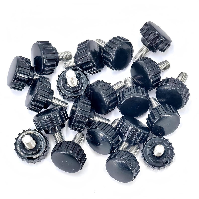 heyday M5x10mm 304 Stainless Steel Threaded Knurled Thumbscrew Screw on Knobs Grips Black Round Clamping Screw, Black(20 Pcs) - Image 4