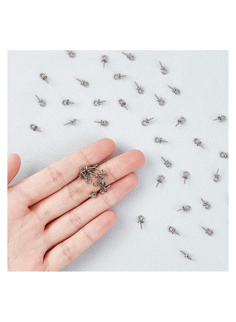 SOLARAE Stainless Steel Screw Eye Pin 10x4mm Stainless Steel Eye Pin Bail Pegs 1.2mm Pin Metal Hoop Peg Screw Eye Pin Hook for Half Drilled Beads Jewelry Earring Making - Image 3