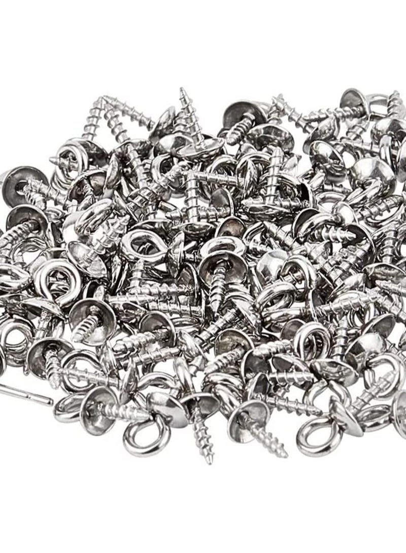 SOLARAE Stainless Steel Screw Eye Pin 10x4mm Stainless Steel Eye Pin Bail Pegs 1.2mm Pin Metal Hoop Peg Screw Eye Pin Hook for Half Drilled Beads Jewelry Earring Making - Image 2