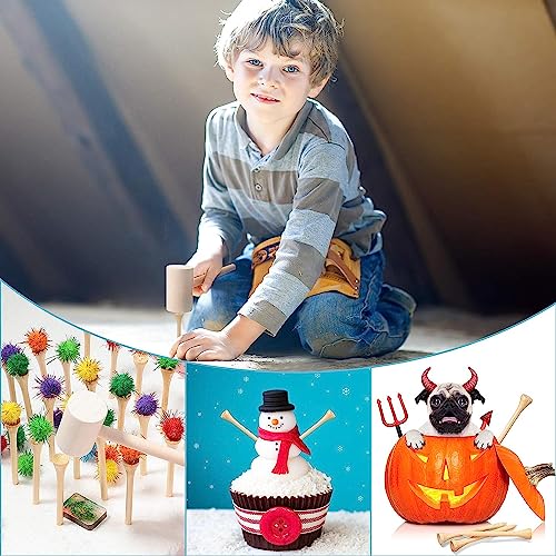 KIHACO Hammering and Pounding Toys for Kids Include 1 Wood Hammer and 30 Bamboo Nails Improve Fine Motor Skills Friendly Natural Wooden Educational Montessori Toy for Childs DIY Birthday Gift for 4 - Image 5