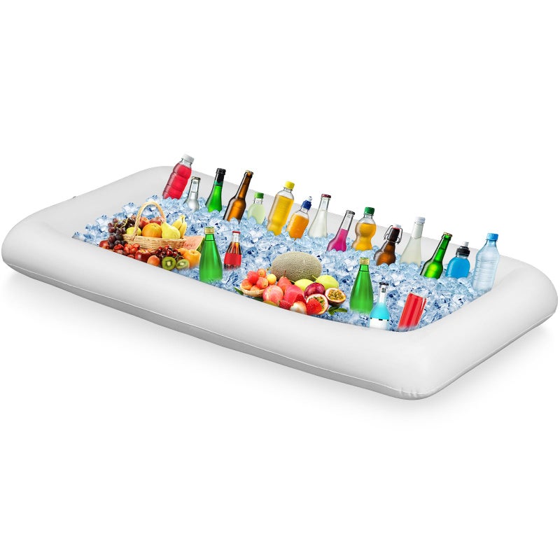 Leitee Inflatable Serving Bar with Drain Plug 52 x 24 x 5'' Inflatable Ice Serving Buffet Bar for Party Food Cooler Buffet Drink(White,Basic Style) - Image 1