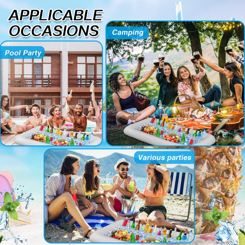 Leitee Inflatable Serving Bar with Drain Plug 52 x 24 x 5'' Inflatable Ice Serving Buffet Bar for Party Food Cooler Buffet Drink(White,Basic Style) - Image 4